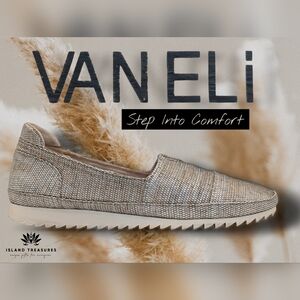 Vaneli Veve Neutral Camel Raffia Upper Beige Sz8M Women Textured Loafers